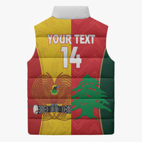 Custom Rugby Papua New Guinea and Lebanon Sleeveless Puffer Jacket PNG Kumuls Cedars Together
