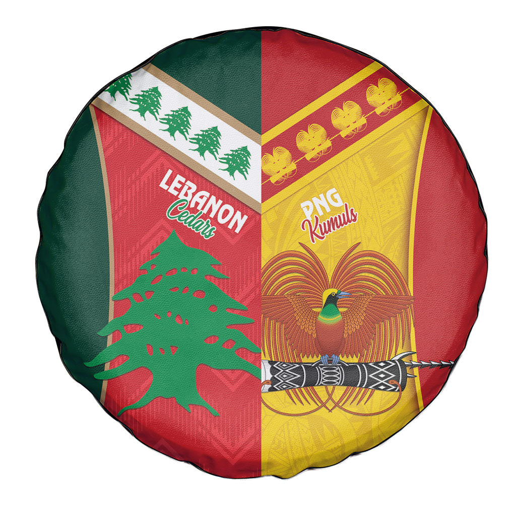 Rugby Papua New Guinea and Lebanon Spare Tire Cover PNG Kumuls Cedars Together