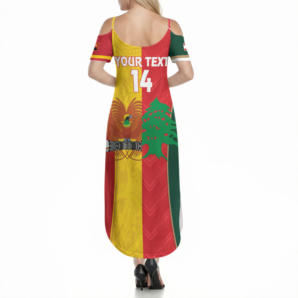 Custom Rugby Papua New Guinea and Lebanon Summer Maxi Dress PNG Kumuls Cedars Together