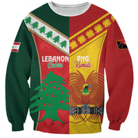 Custom Rugby Papua New Guinea and Lebanon Sweatshirt PNG Kumuls Cedars Together