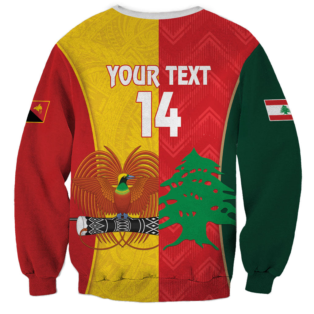 Custom Rugby Papua New Guinea and Lebanon Sweatshirt PNG Kumuls Cedars Together