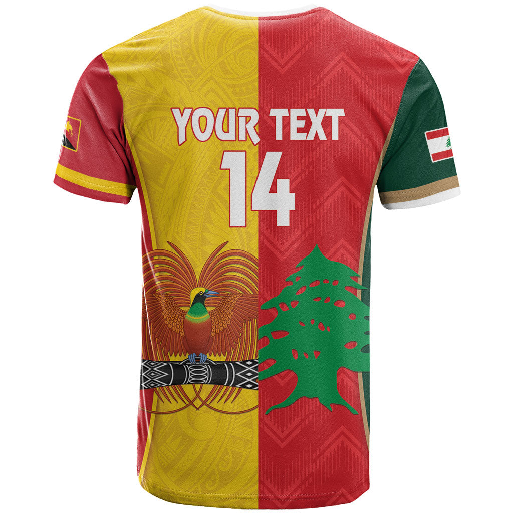 Custom Rugby Papua New Guinea and Lebanon T Shirt PNG Kumuls Cedars Together