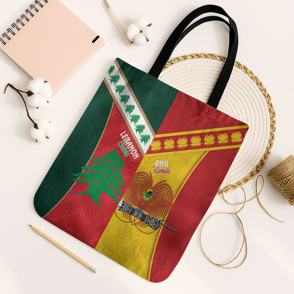 Rugby Papua New Guinea and Lebanon Tote Bag PNG Kumuls Cedars Together