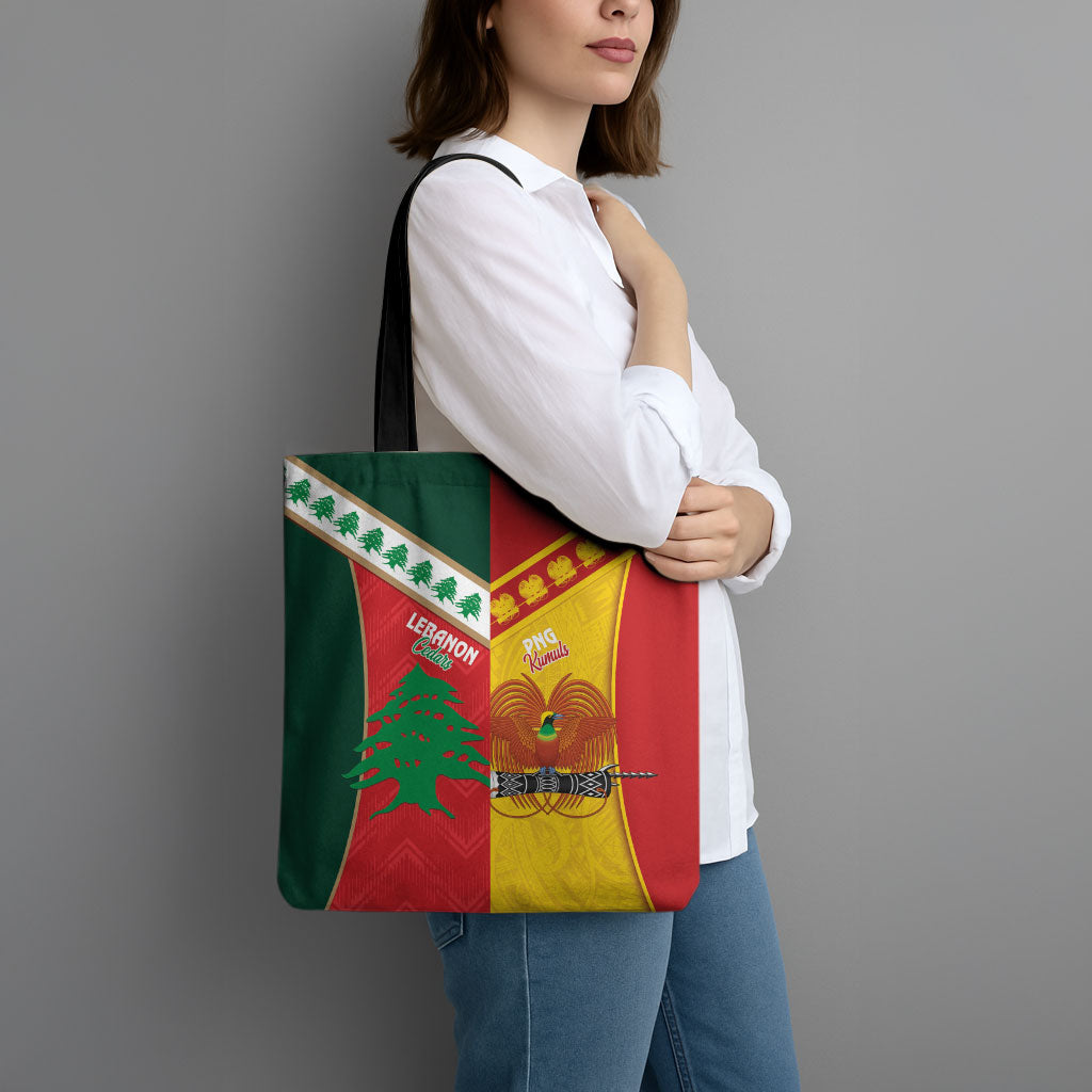 Rugby Papua New Guinea and Lebanon Tote Bag PNG Kumuls Cedars Together