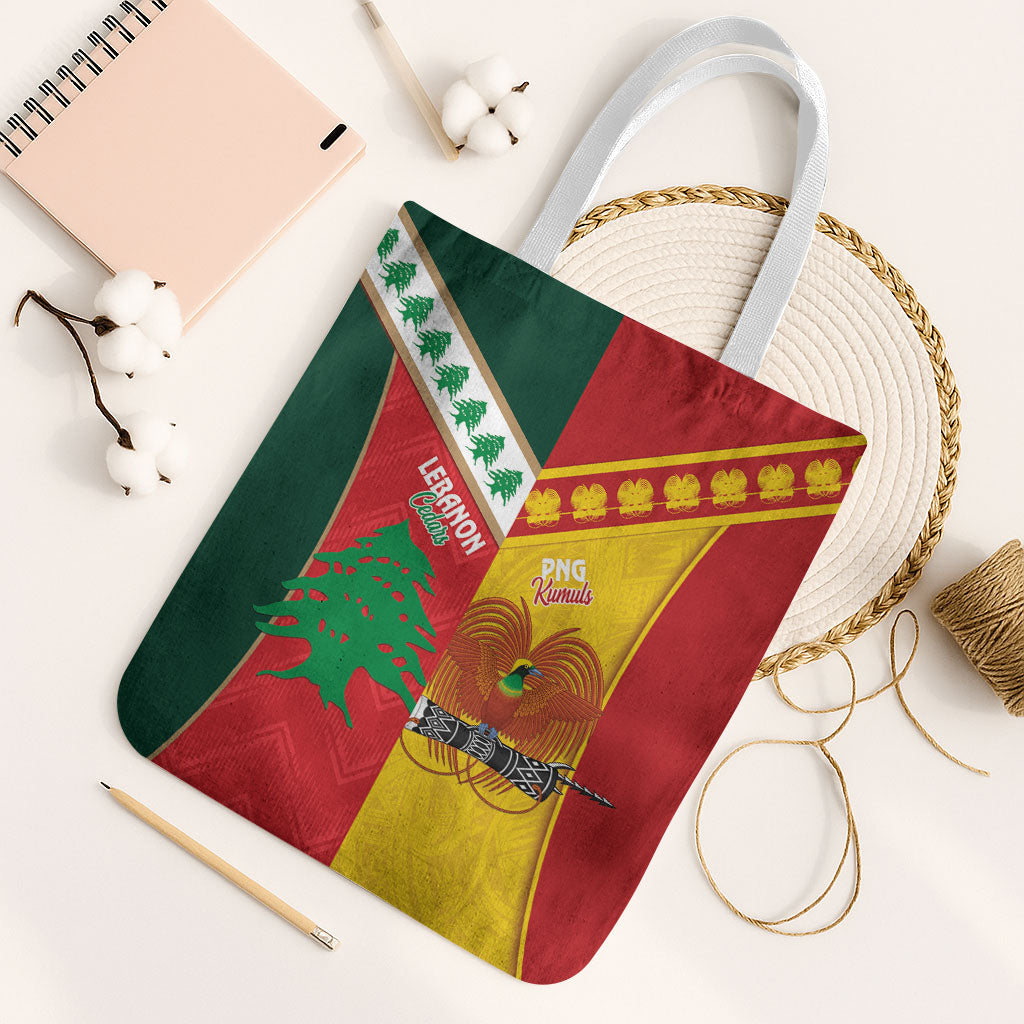 Rugby Papua New Guinea and Lebanon Tote Bag PNG Kumuls Cedars Together