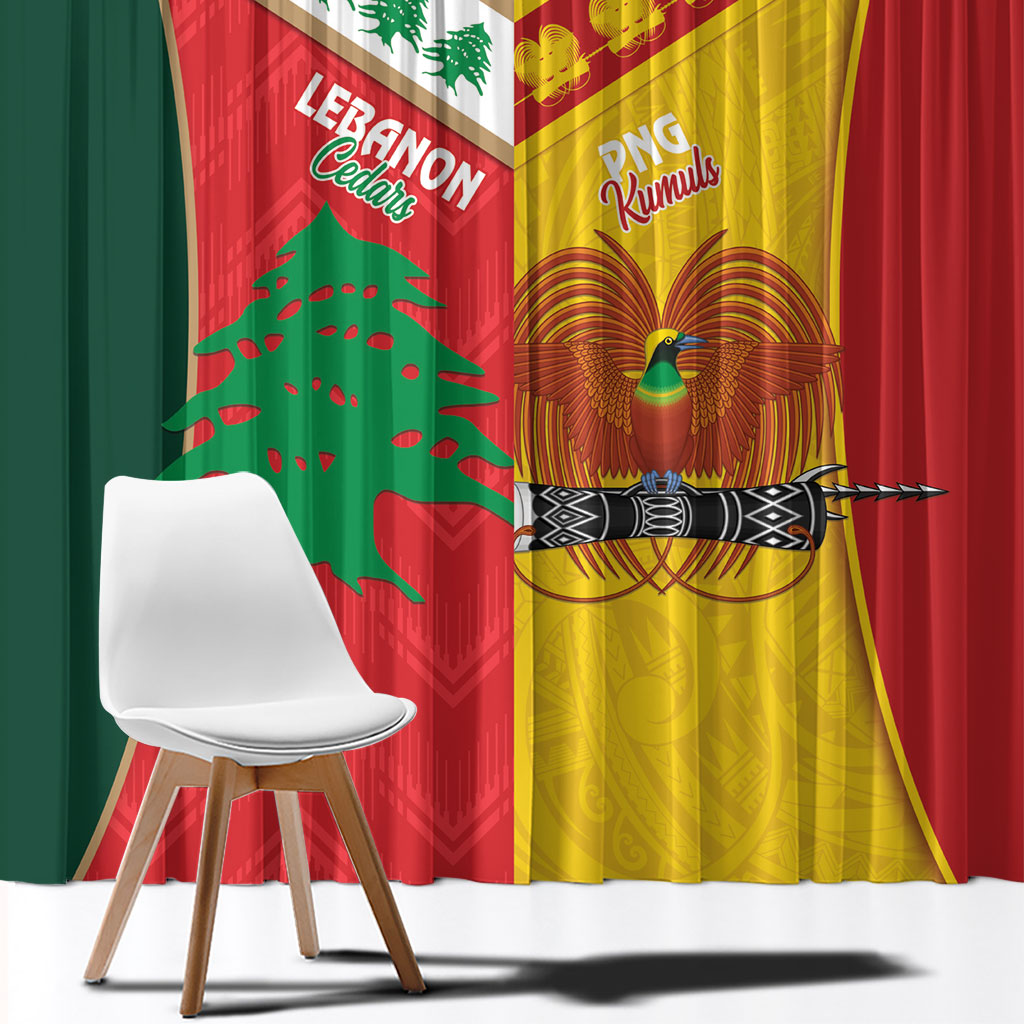 Rugby Papua New Guinea and Lebanon Window Curtain PNG Kumuls Cedars Together