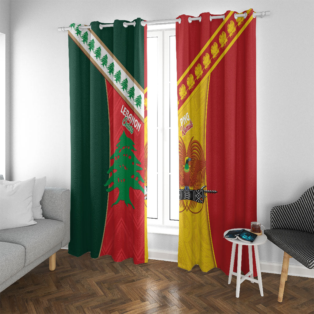 Rugby Papua New Guinea and Lebanon Window Curtain PNG Kumuls Cedars Together