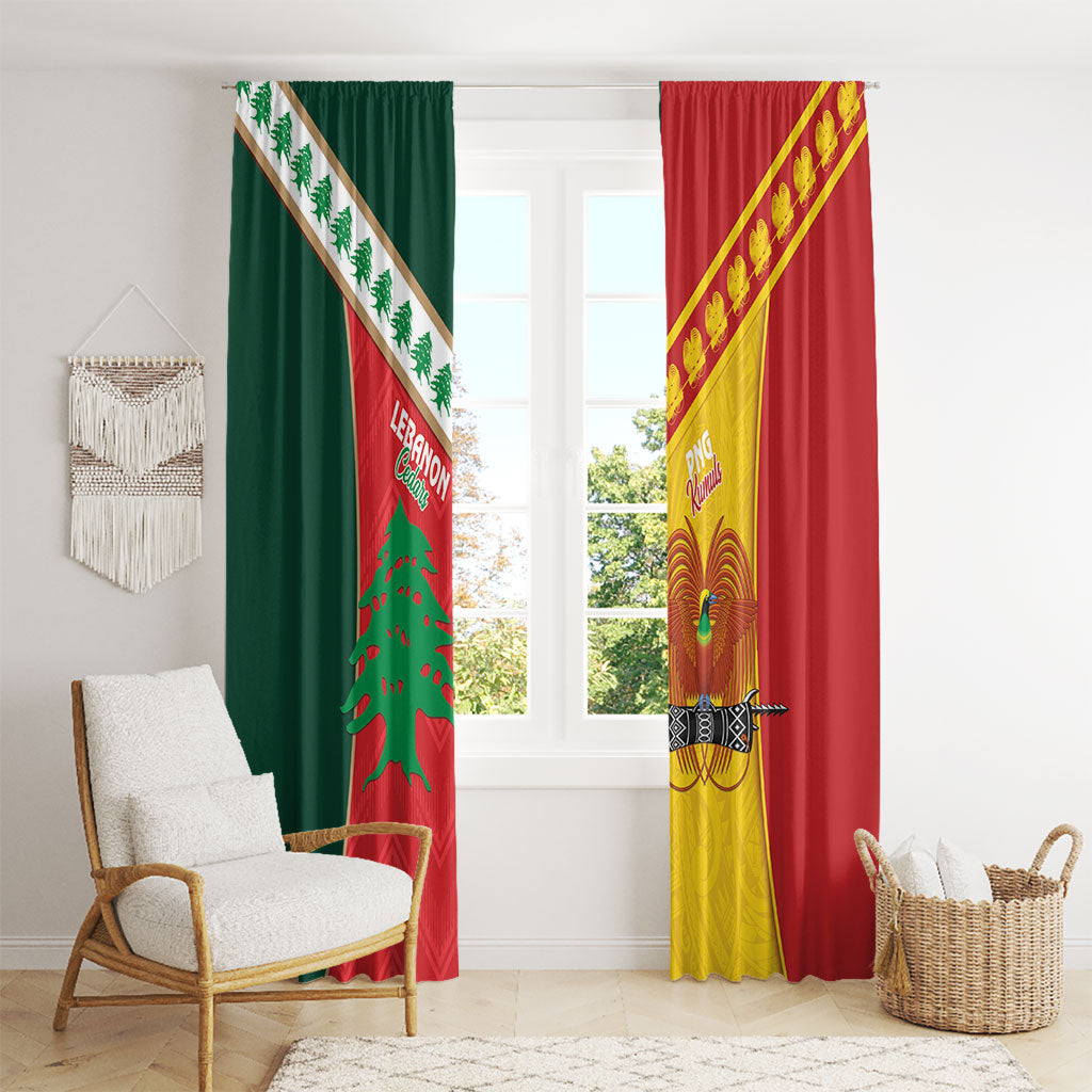 Rugby Papua New Guinea and Lebanon Window Curtain PNG Kumuls Cedars Together