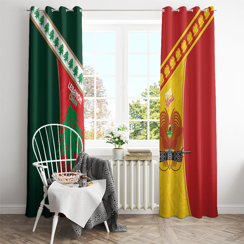 Rugby Papua New Guinea and Lebanon Window Curtain PNG Kumuls Cedars Together