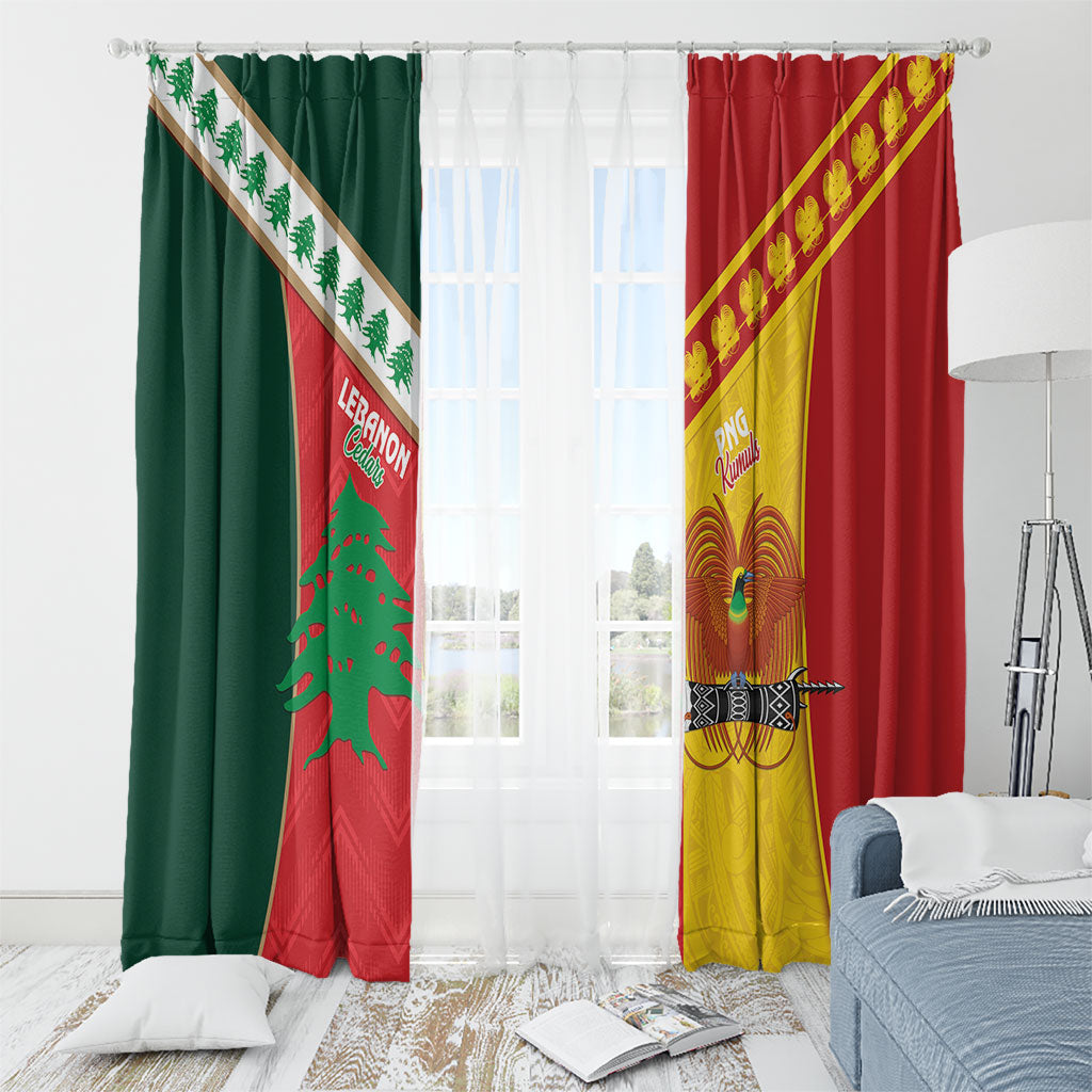 Rugby Papua New Guinea and Lebanon Window Curtain PNG Kumuls Cedars Together