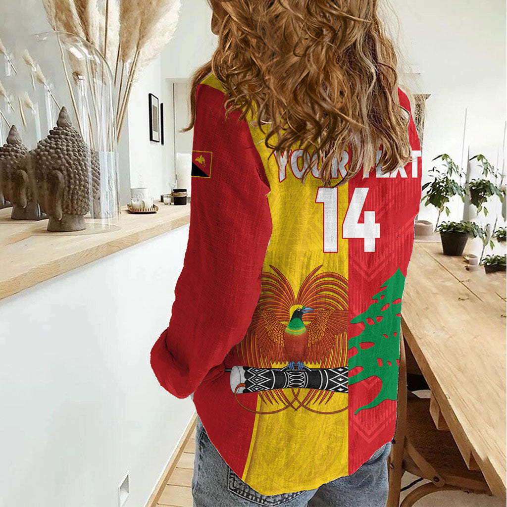 Custom Rugby Papua New Guinea and Lebanon Women Casual Shirt PNG Kumuls Cedars Together