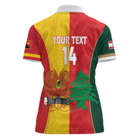 Custom Rugby Papua New Guinea and Lebanon Women Polo Shirt PNG Kumuls Cedars Together