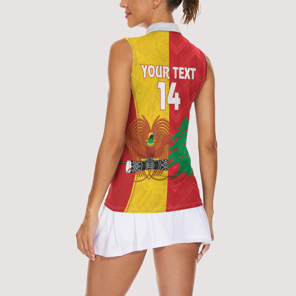 Custom Rugby Papua New Guinea and Lebanon Women Sleeveless Polo Shirt PNG Kumuls Cedars Together