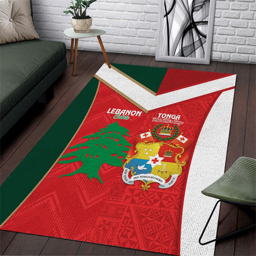 Rugby Tonga and Lebanon Area Rug Mate Maa Tonga Cedars Together
