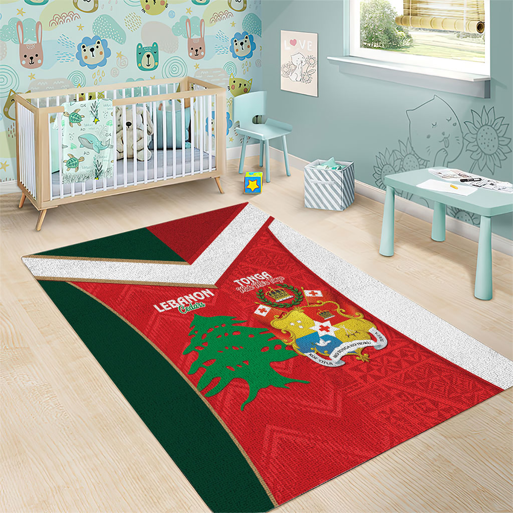 Rugby Tonga and Lebanon Area Rug Mate Maa Tonga Cedars Together