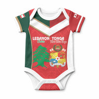 Custom Rugby Tonga and Lebanon Baby Onesie Mate Maa Tonga Cedars Together