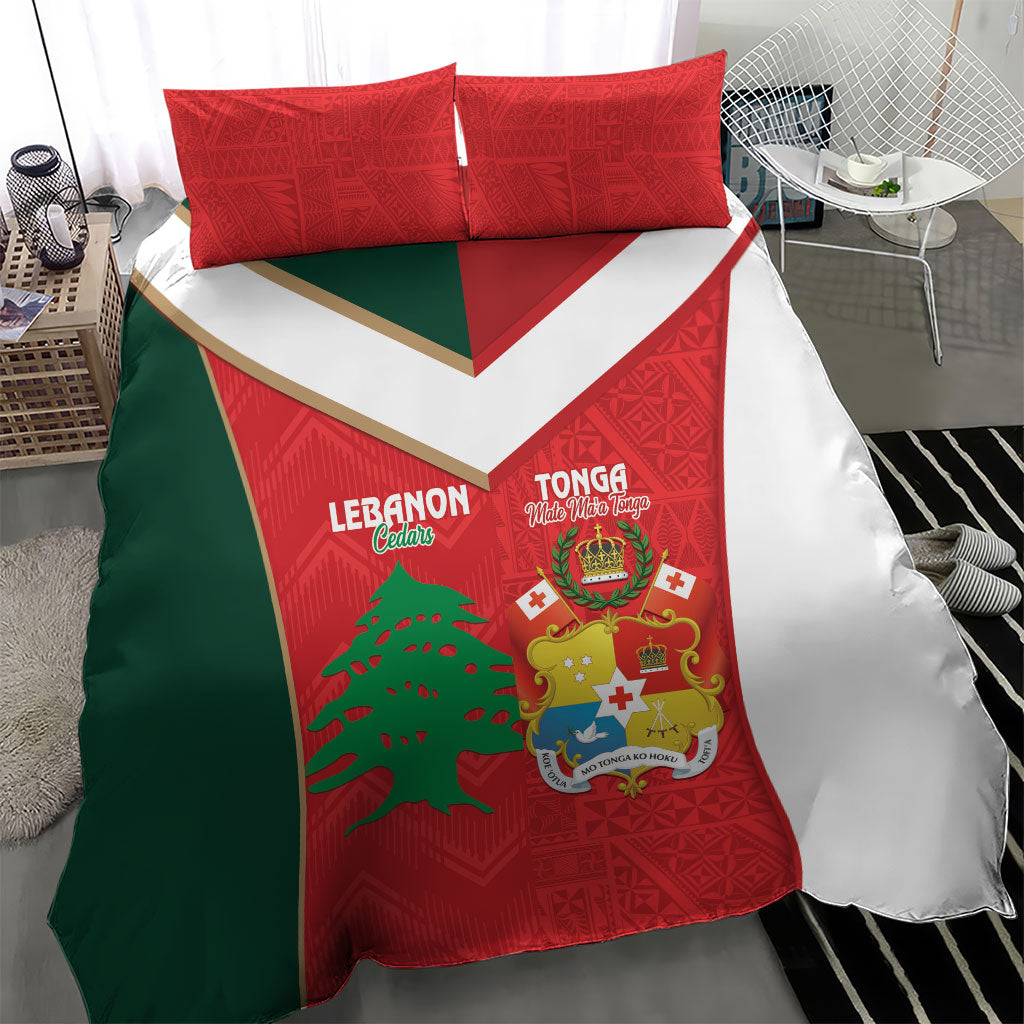 Rugby Tonga and Lebanon Bedding Set Mate Maa Tonga Cedars Together