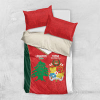 Rugby Tonga and Lebanon Bedding Set Mate Maa Tonga Cedars Together
