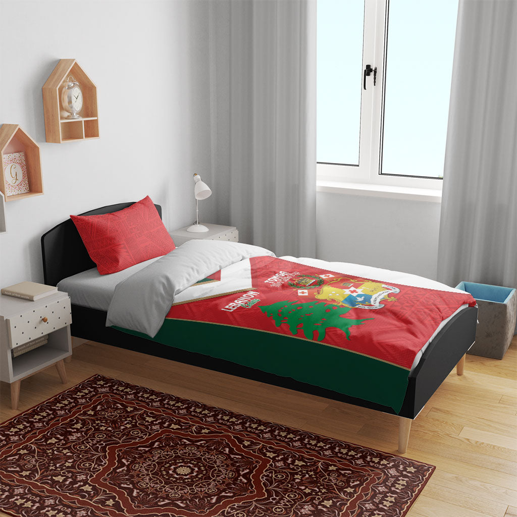 Rugby Tonga and Lebanon Bedding Set Mate Maa Tonga Cedars Together