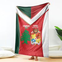 Rugby Tonga and Lebanon Blanket Mate Maa Tonga Cedars Together