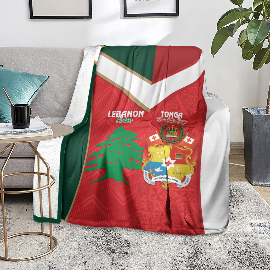 Rugby Tonga and Lebanon Blanket Mate Maa Tonga Cedars Together