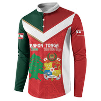 Custom Rugby Tonga and Lebanon Button Sweatshirt Mate Maa Tonga Cedars Together
