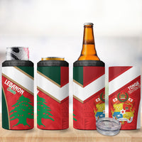 Rugby Tonga and Lebanon 4 in 1 Can Cooler Tumbler Mate Maa Tonga Cedars Together