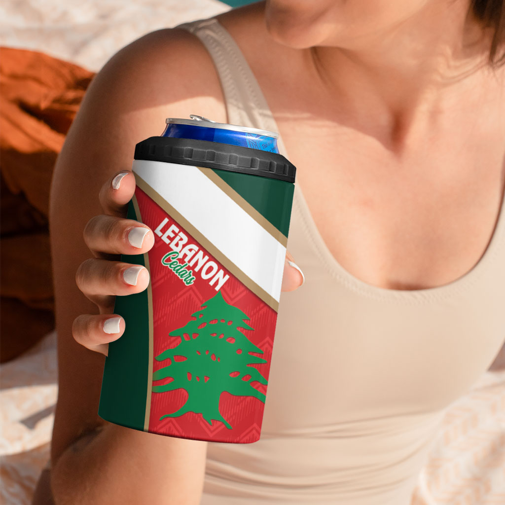 Rugby Tonga and Lebanon 4 in 1 Can Cooler Tumbler Mate Maa Tonga Cedars Together