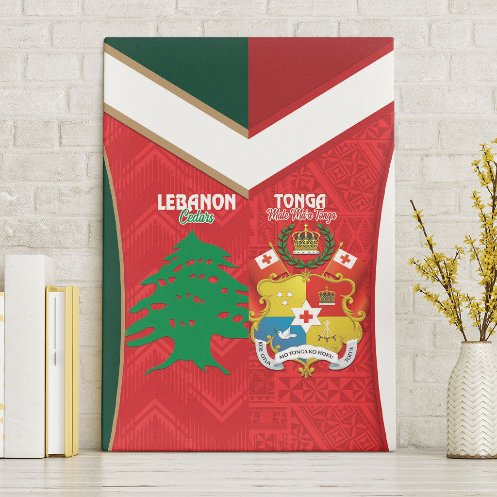 Rugby Tonga and Lebanon Canvas Wall Art Mate Maa Tonga Cedars Together