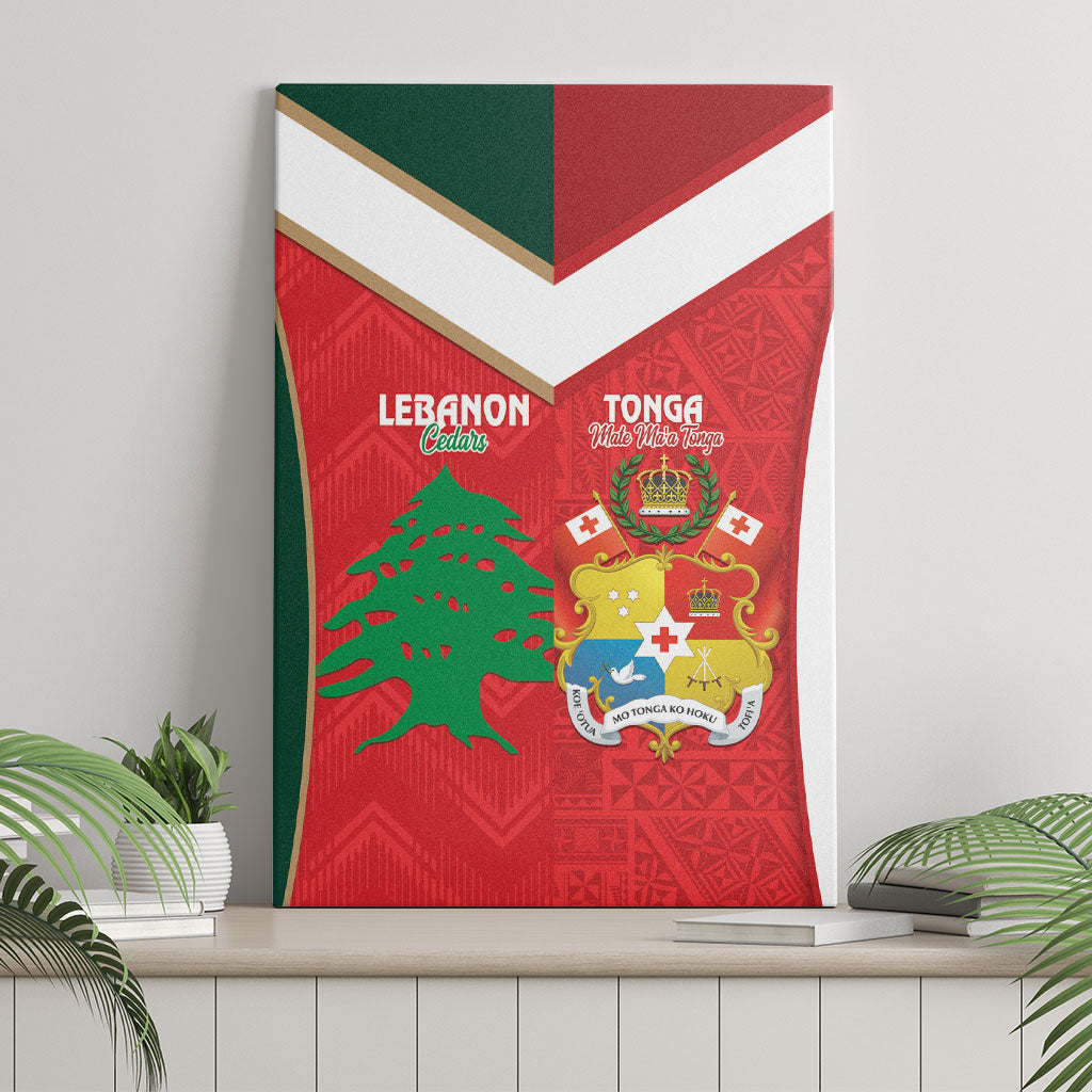 Rugby Tonga and Lebanon Canvas Wall Art Mate Maa Tonga Cedars Together