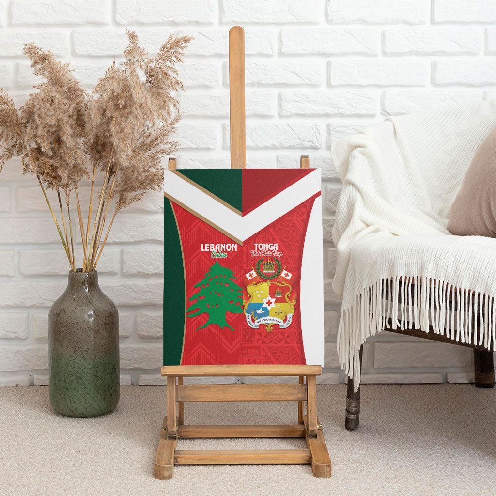 Rugby Tonga and Lebanon Canvas Wall Art Mate Maa Tonga Cedars Together