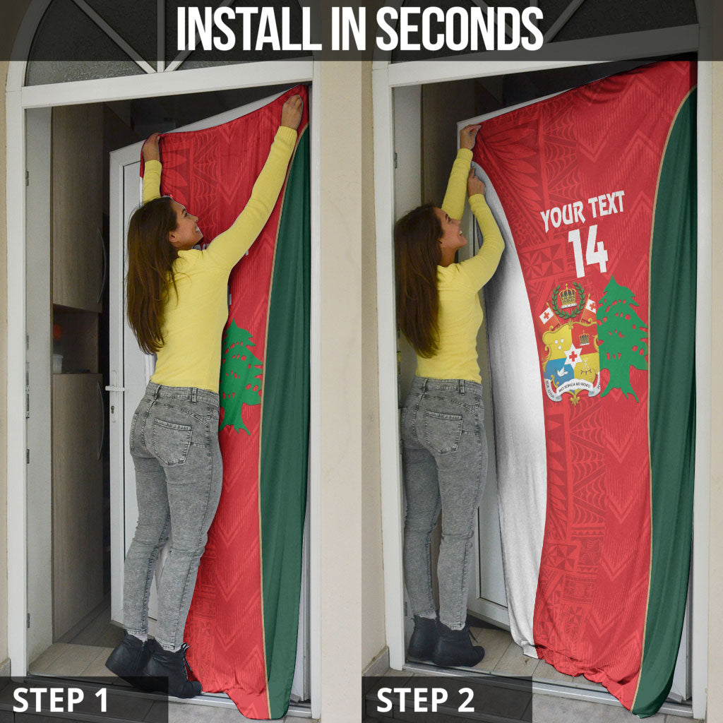 Custom Rugby Tonga and Lebanon Door Cover Mate Maa Tonga Cedars Together
