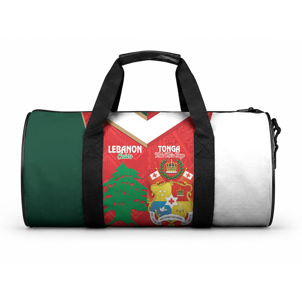 Rugby Tonga and Lebanon Duffle Bag Mate Maa Tonga Cedars Together
