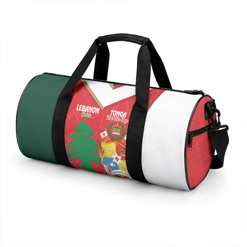 Rugby Tonga and Lebanon Duffle Bag Mate Maa Tonga Cedars Together