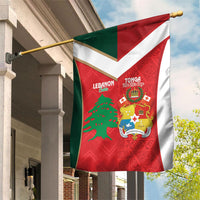 Rugby Tonga and Lebanon Garden Flag Mate Maa Tonga Cedars Together