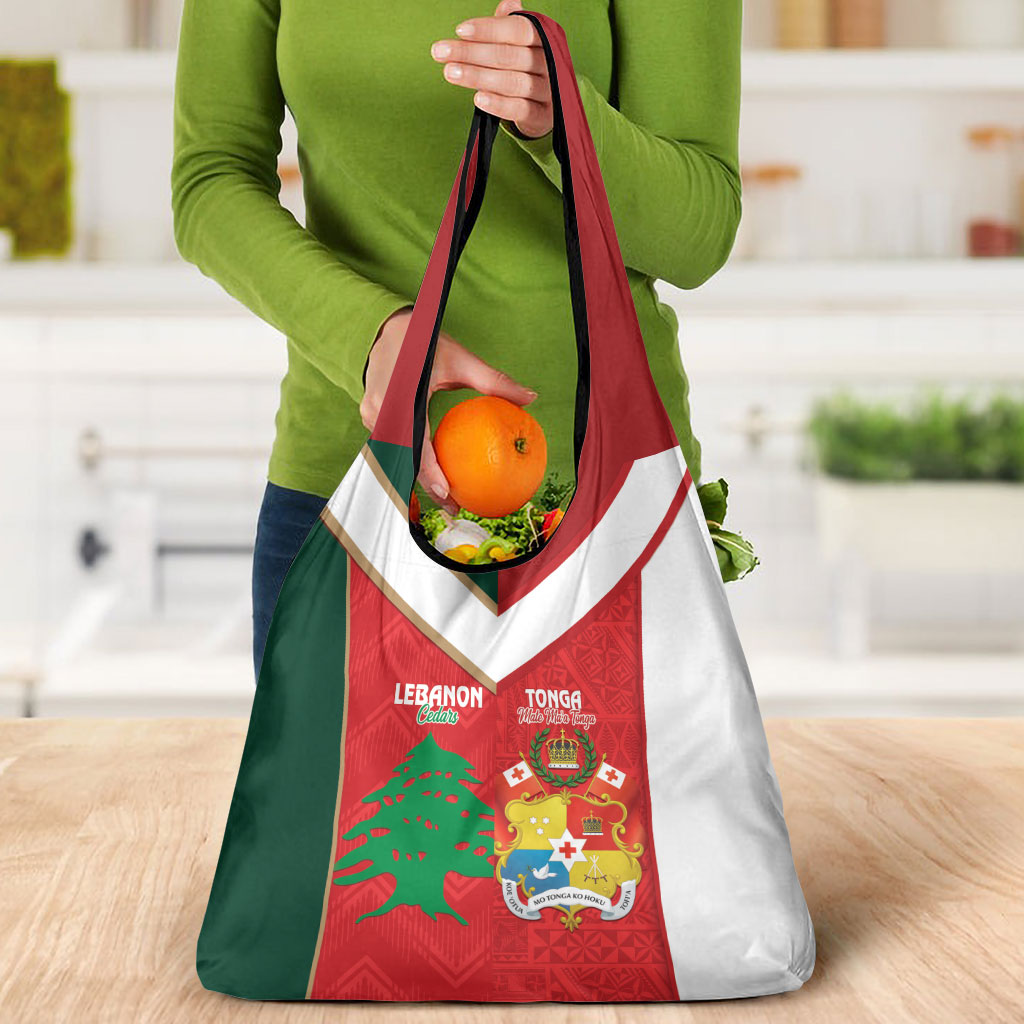 Rugby Tonga and Lebanon Grocery Bag Mate Maa Tonga Cedars Together