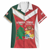 Custom Rugby Tonga and Lebanon Hawaiian Shirt Mate Maa Tonga Cedars Together