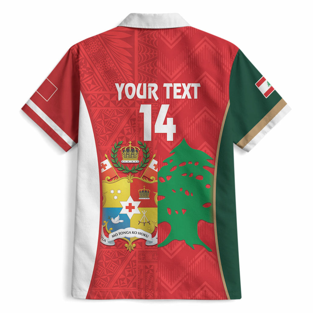Custom Rugby Tonga and Lebanon Hawaiian Shirt Mate Maa Tonga Cedars Together