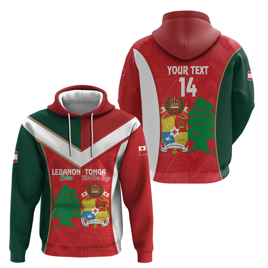 Custom Rugby Tonga and Lebanon Hoodie Mate Maa Tonga Cedars Together