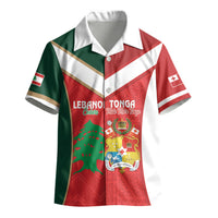 Custom Rugby Tonga and Lebanon Kid Hawaiian Shirt Mate Maa Tonga Cedars Together