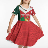 Custom Rugby Tonga and Lebanon Kid Short Sleeve Dress Mate Maa Tonga Cedars Together