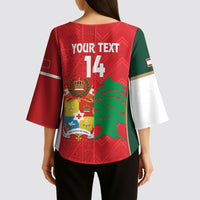 Custom Rugby Tonga and Lebanon Kimono Sleeve Blouse Mate Maa Tonga Cedars Together