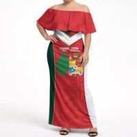 Custom Rugby Tonga and Lebanon Off Shoulder Maxi Dress Mate Maa Tonga Cedars Together
