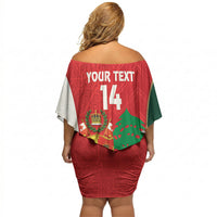 Custom Rugby Tonga and Lebanon Off Shoulder Short Dress Mate Maa Tonga Cedars Together
