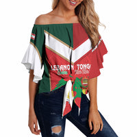 Custom Rugby Tonga and Lebanon Off Shoulder Wrap Waist Top Mate Maa Tonga Cedars Together