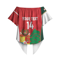 Custom Rugby Tonga and Lebanon Off Shoulder Wrap Waist Top Mate Maa Tonga Cedars Together