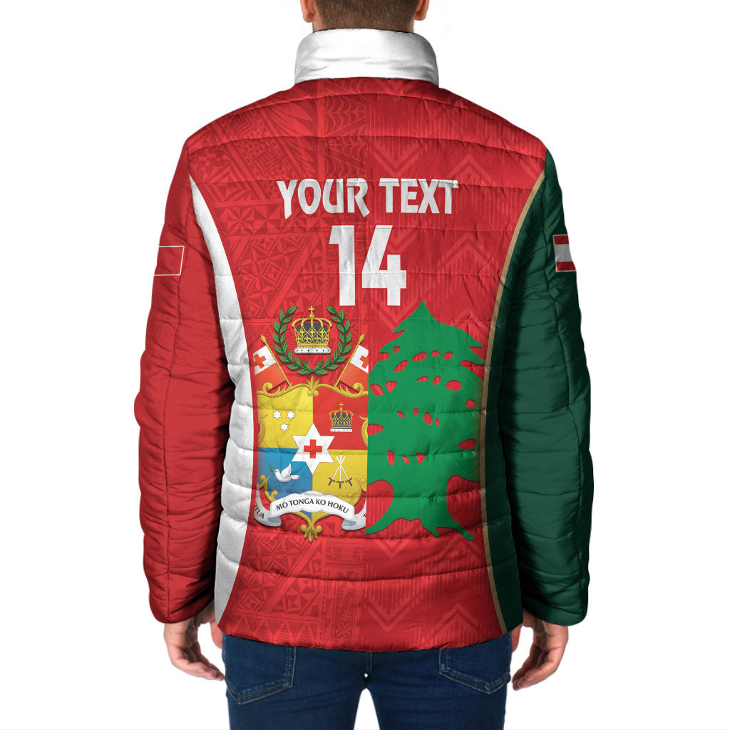 Custom Rugby Tonga and Lebanon Padded Jacket Mate Maa Tonga Cedars Together