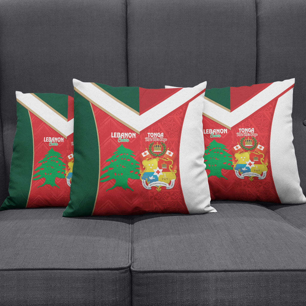 Rugby Tonga and Lebanon Pillow Cover Mate Maa Tonga Cedars Together