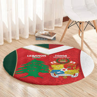Rugby Tonga and Lebanon Round Carpet Mate Maa Tonga Cedars Together
