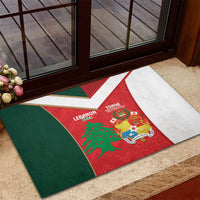 Rugby Tonga and Lebanon Rubber Doormat Mate Maa Tonga Cedars Together